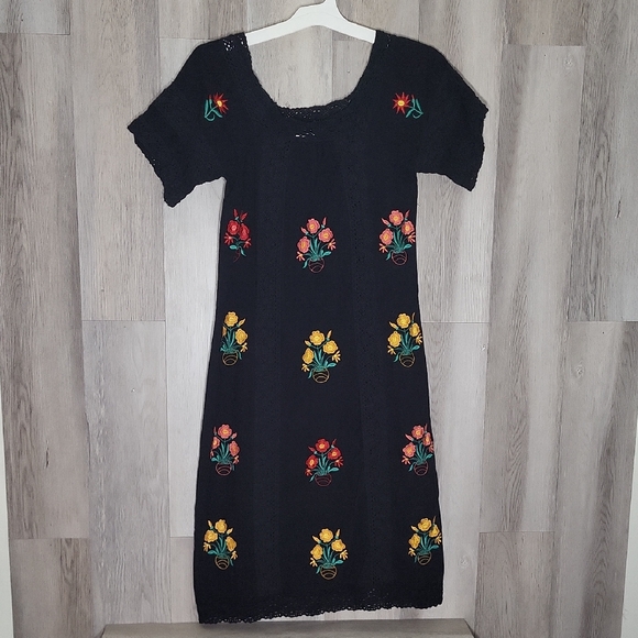 R Vivimos Dresses & Skirts - R Vivimos Womens Small (4/6) Midi Dress Embroidered‎ Floral Crochet Lace Boho